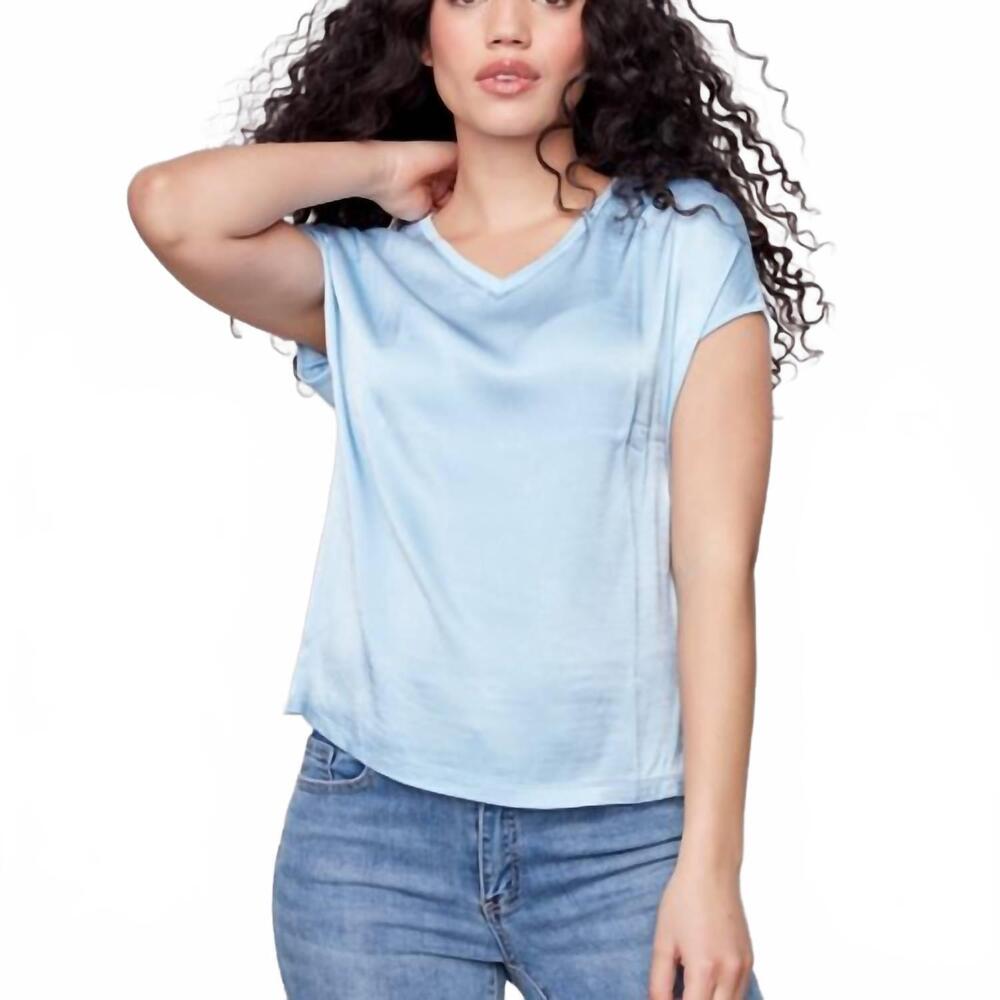 NEW CHARLIE B satin knit dolman top in cerulean